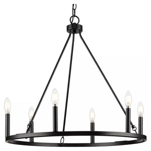 6 Light Matte Black Traditional Style Chandelier Light Fixture 1