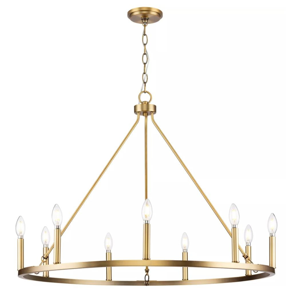 9 Light Vintage Brass Traditional Style Chandelier Light Fixture 1