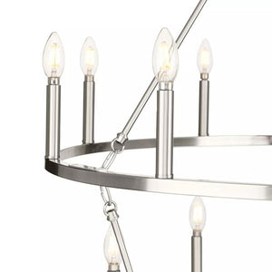 15 Light Brushed Nickel Traditional Style Chandelier Light Fixture 2