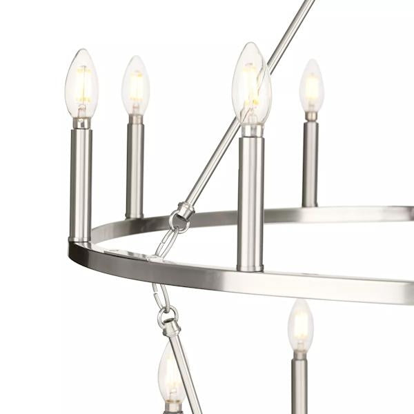15 Light Brushed Nickel Traditional Style Chandelier Light Fixture 2