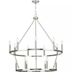 15 Light Brushed Nickel Traditional Style Chandelier Light Fixture 3