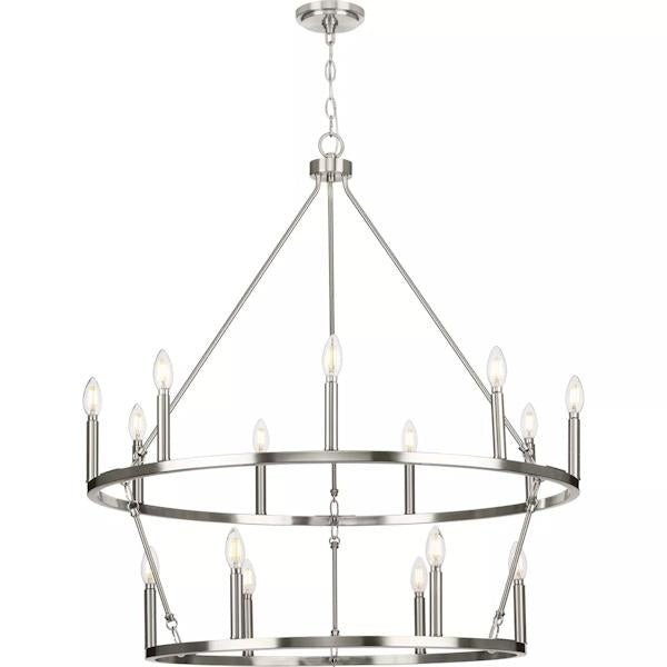 15 Light Brushed Nickel Traditional Style Chandelier Light Fixture 3