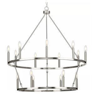 15 Light Brushed Nickel Traditional Style Chandelier Light Fixture 1