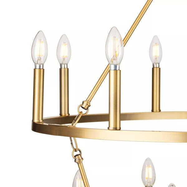 15 Light Vintage Brass Traditional Style Chandelier Light Fixture 2