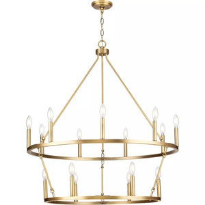 15 Light Vintage Brass Traditional Style Chandelier Light Fixture 3