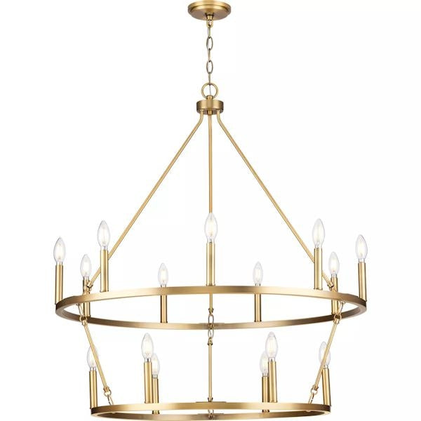 15 Light Vintage Brass Traditional Style Chandelier Light Fixture 3