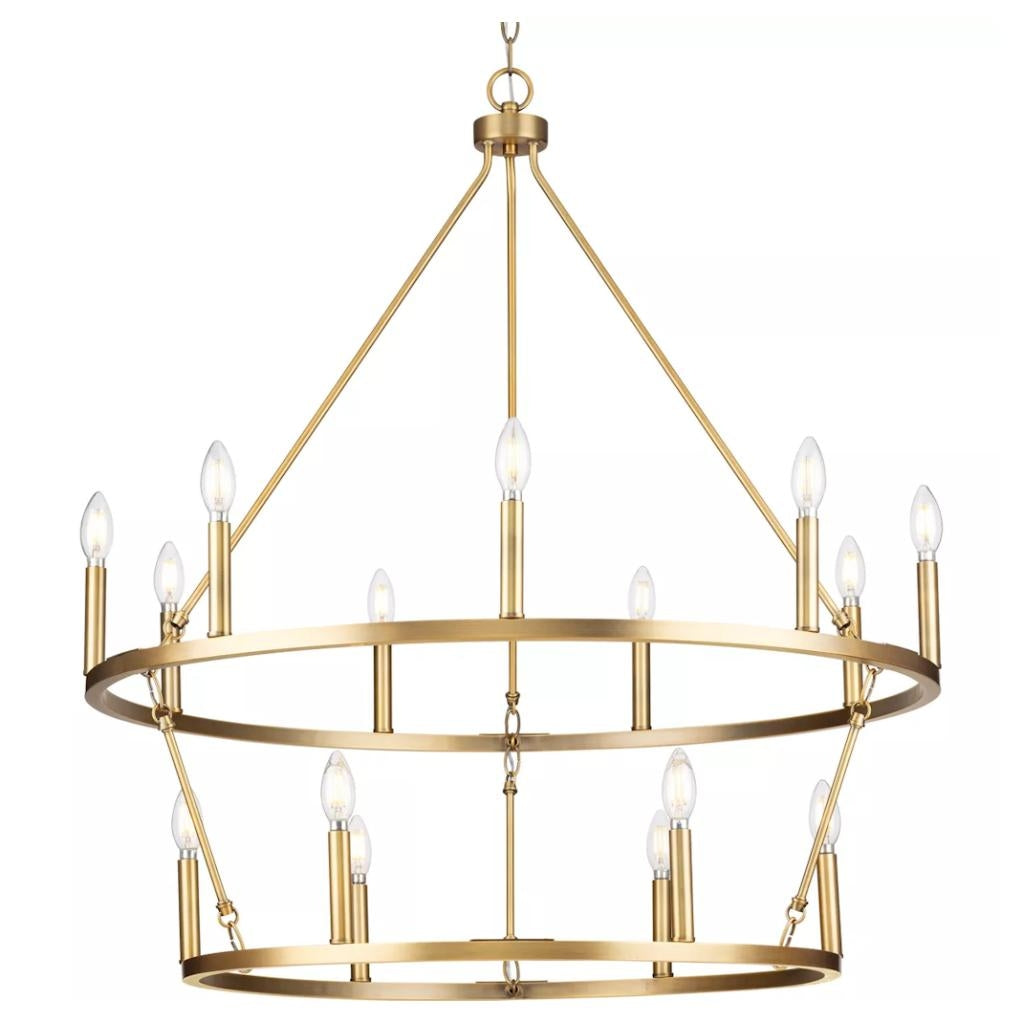 15 Light Vintage Brass Traditional Style Chandelier Light Fixture 1