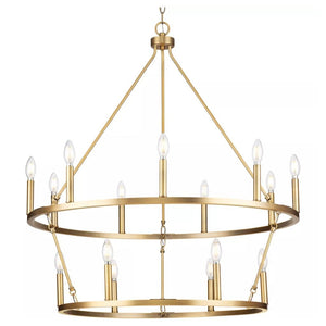 15 Light Vintage Brass Traditional Style Chandelier Light Fixture 1