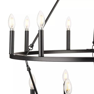 15 Light Matte Black Traditional Style Chandelier Light Fixture 2