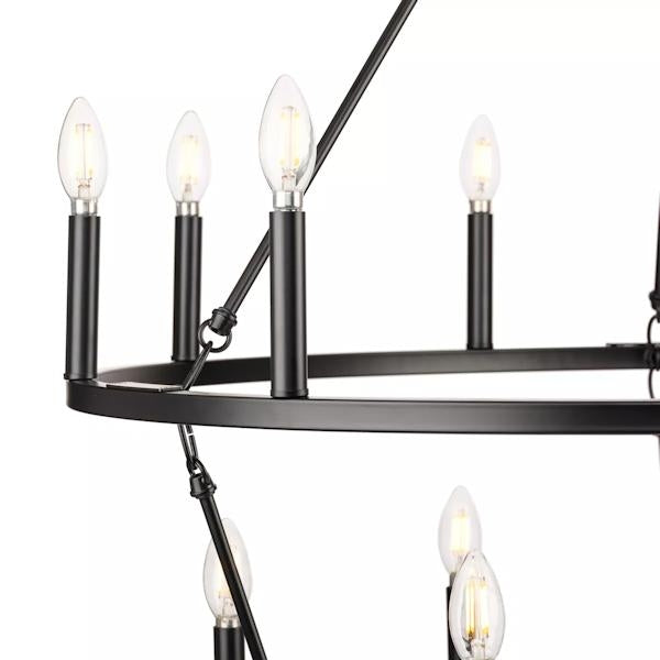 15 Light Matte Black Traditional Style Chandelier Light Fixture 2