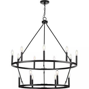 15 Light Matte Black Traditional Style Chandelier Light Fixture 3