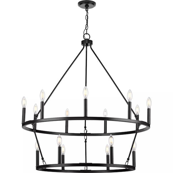 15 Light Matte Black Traditional Style Chandelier Light Fixture 3