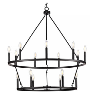 15 Light Matte Black Traditional Style Chandelier Light Fixture 1
