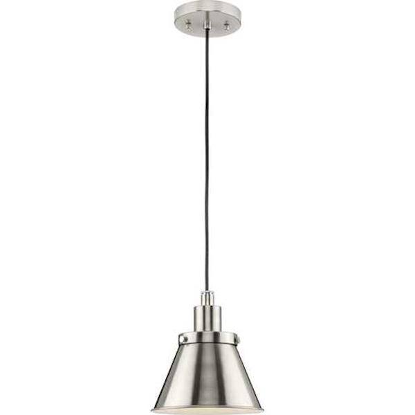 1 Light Brushed Nickel Metal Shade Dimmable Pendant Light Fixture 2