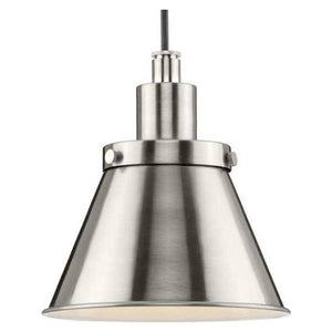 1 Light Brushed Nickel Metal Shade Dimmable Pendant Light Fixture 1
