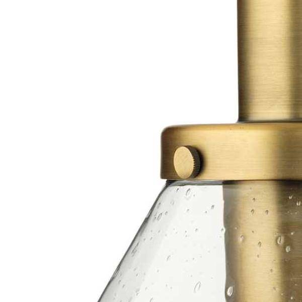 1 Light Vintage Brass Clear Seeded Glass Shade Dimmable Pendant Light Fixture 2