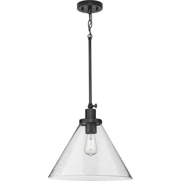 1 Light Matte Black Clear Seeded Glass Shade Dimmable Pendant Light Fixture 3