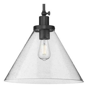 1 Light Matte Black Clear Seeded Glass Shade Dimmable Pendant Light Fixture 1