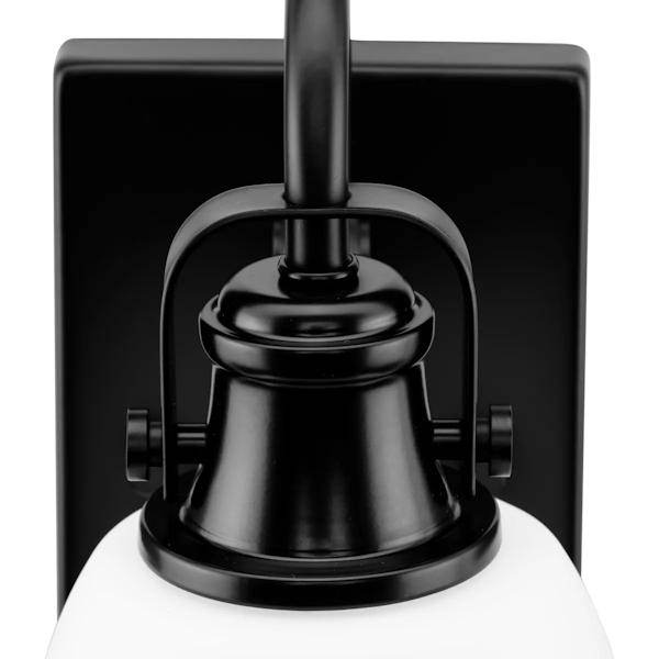 1 Light 120 volt Matte Black Vanity Etched Glass Light Fixture 2