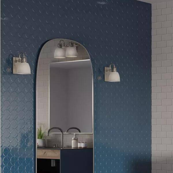 2 Light 120 volt Brushed Nickel Vanity Etched Glass Light Fixture 4