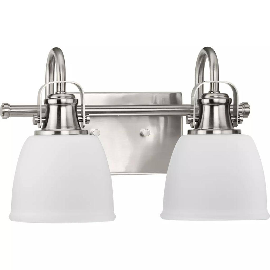 2 Light 120 volt Brushed Nickel Vanity Etched Glass Light Fixture 1