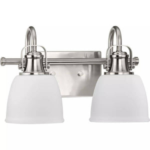 2 Light 120 volt Brushed Nickel Vanity Etched Glass Light Fixture 1