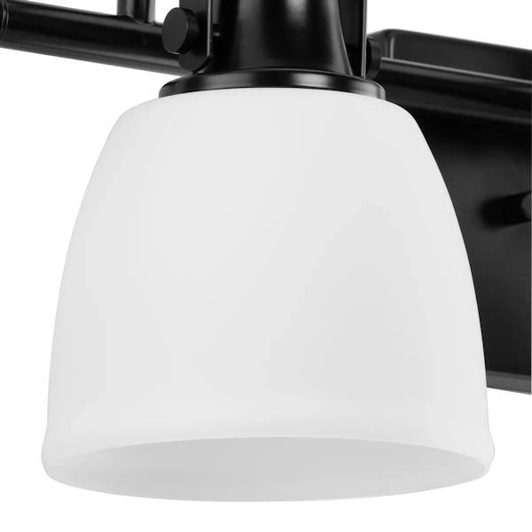 3 Light 120 volt Matte Black Vanity Etched Glass Light Fixture 2