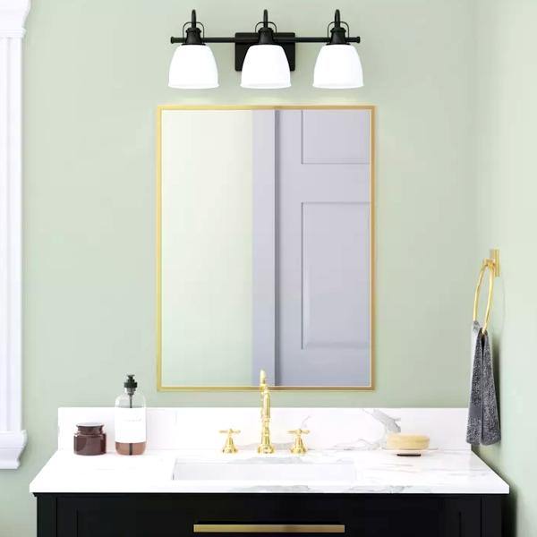 3 Light 120 volt Matte Black Vanity Etched Glass Light Fixture 4