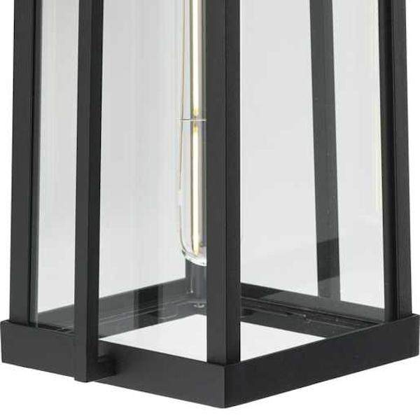 1 Light Black with Clear Glass Outdoor Wall Light Fixture 3