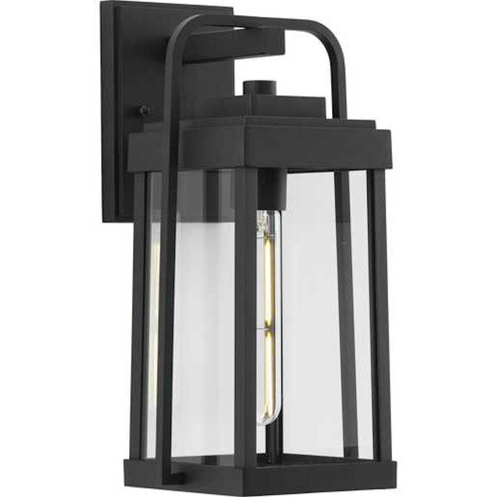 1 Light Black with Clear Glass Outdoor Wall Light Fixture 1