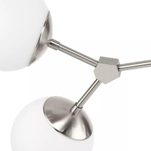 6 Light Brushed Nickel Etched Opal Glass Shade Chandelier Light Fixture 2