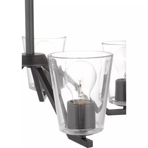 5 Light Matte Black Clear Glass Shade Chandelier Light Fixture 2