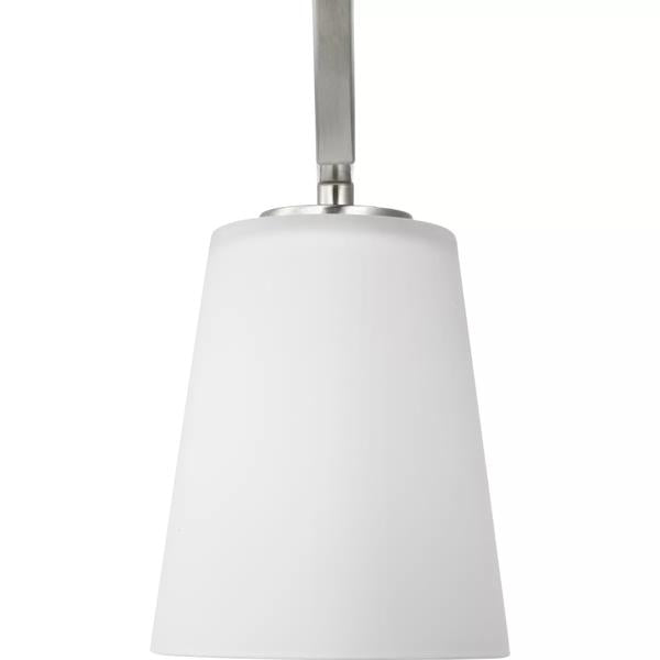 3 Light Brushed Nickel Etched White Glass Shade Convertible Chandelier Light Fixture 3