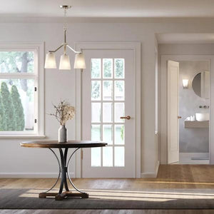 3 Light Brushed Nickel Etched White Glass Shade Convertible Chandelier Light Fixture 4
