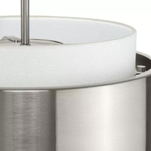 3 Light Brushed Nickel White Linen Shade Pendant Light Fixture 2