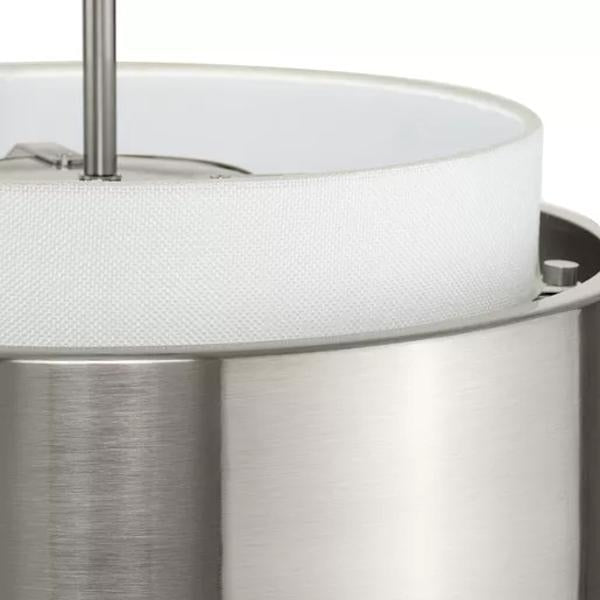 3 Light Brushed Nickel White Linen Shade Pendant Light Fixture 2