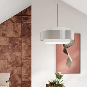 3 Light Brushed Nickel White Linen Shade Pendant Light Fixture 5