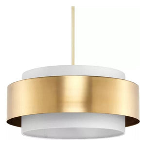 3 Light Brushed Bronze White Linen Shade Pendant Light Fixture 1
