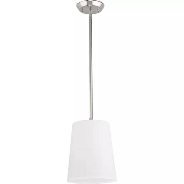 1 Light Brushed Nickel Etched Opal Glass Shade Pendant Light Fixture 2