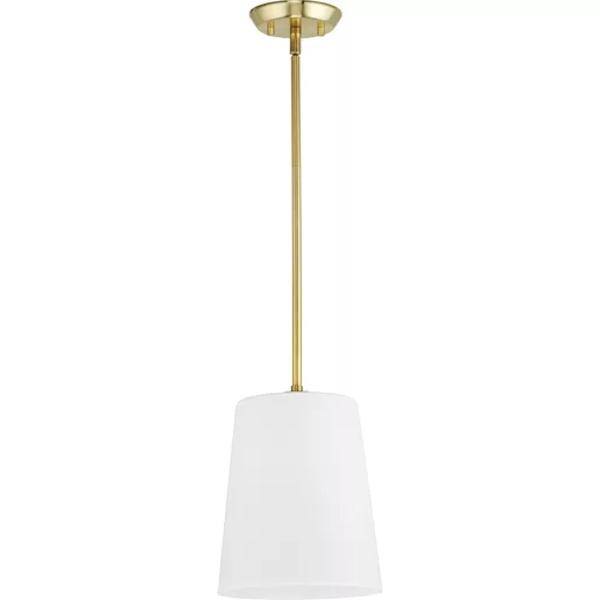 1 Light Satin Brass Etched Opal Glass Shade Pendant Light Fixture 2