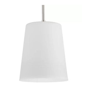 1 Light Polished Nickel Etched Opal Glass Shade Pendant Light Fixture 1