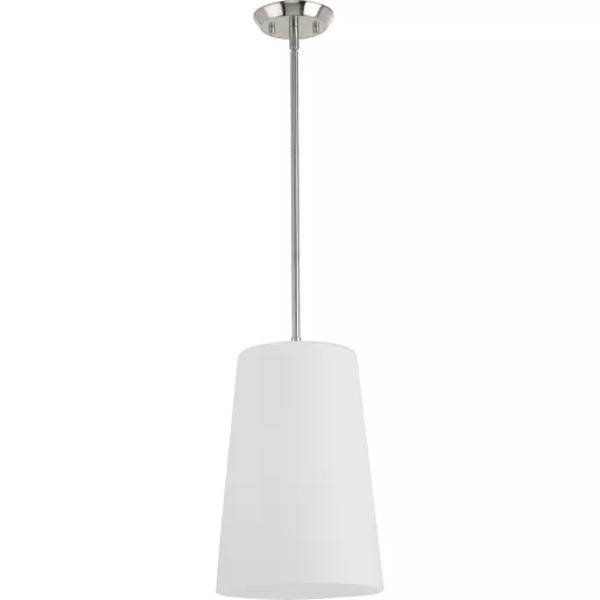 1 Light Brushed Nickel Etched Opal Glass Shade Pendant Light Fixture 2