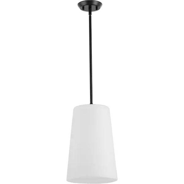 1 Light Matte Black Etched Opal Glass Shade Pendant Light Fixture 2
