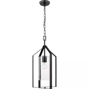 1 Light Matte Black Clear Glass Shade Pendant Light Fixture 2