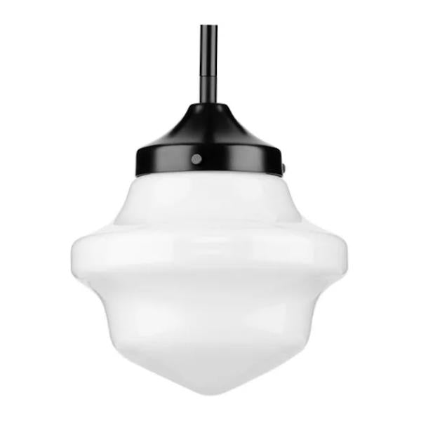 1 Light Matte Black White Opal Glass Shade Mini Pendant Light Fixture 1