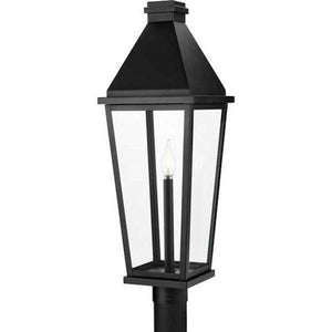 1 Lamp Black Clear Glass Panel Outdoor Post Top Lantern Light Fixture 1