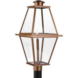 1 Lamp Antique Copper Clear Glass Panel Outdoor Post Top Lantern Light Fixture 1