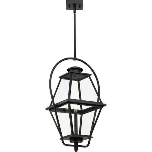 1 Light Black with Clear Glass Hanging Light Fixture 2