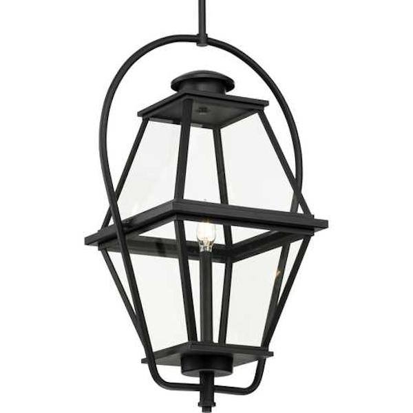 1 Light Black with Clear Glass Hanging Light Fixture 1