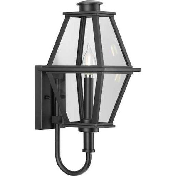 1 Light Black with Clear Glass Small Bradshaw Wall Light Fixture 1